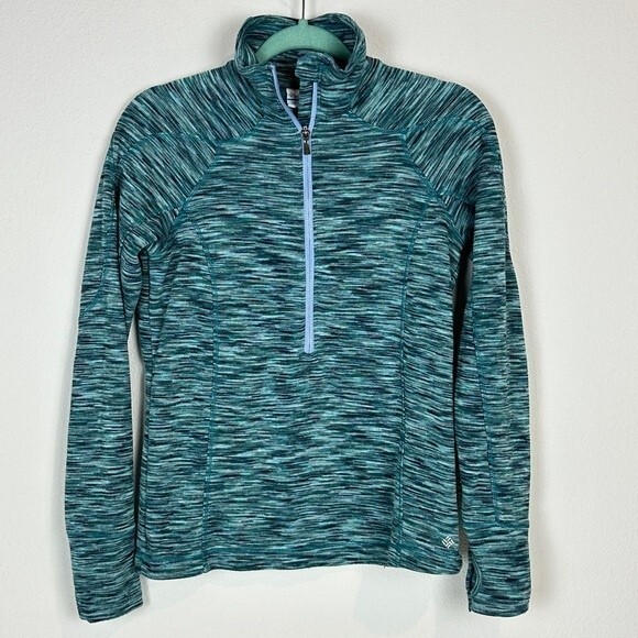 Columbia Marled Green Half-Zip Mock Softshell Layer Top S - Picture 1 of 9
